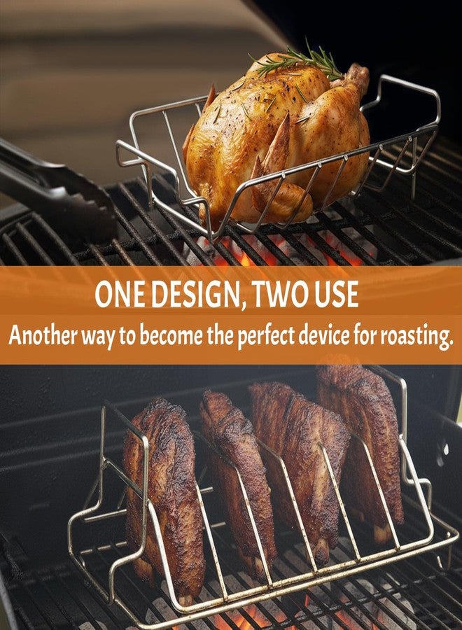 Burly grill Rib Rack for Big Green Egg, Stainless Steel BBQ Rib Racks for Grilling and Smoking Dual-Purpose Turkey Roaster Rack for Large Big Green Egg and Kamado Joe Pit Boss, Holds Up to 4 Racks of Ribs - Image 3