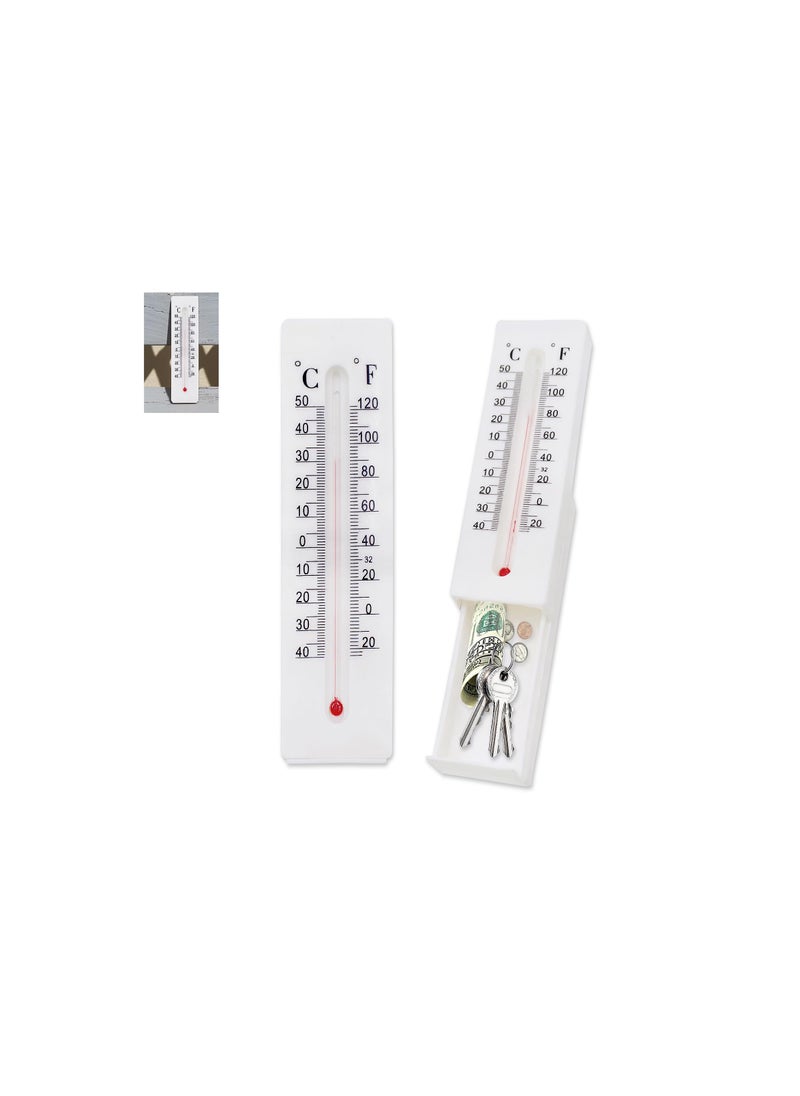 SYOSI - Key Cabinet Outdoor, Hide a Key, Thermometer Decorative Hide a Key Diversion Hidden Compartment Secret Hidden Storage, Key Hider Outdoor, Secret Hiding Containers for Coins, Money and Key(2 Pack) - Image 1