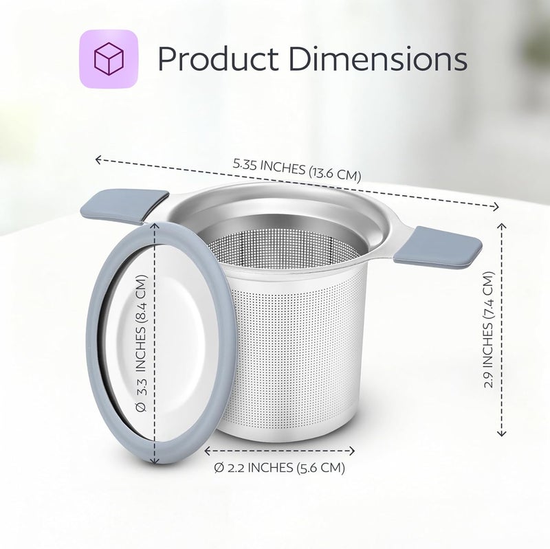 GoodCups Stainless Steel Tea Infuser for Loose Leaf Tea – Extra Fine Mesh Strainer with Heat Proof Double Handles & Lid, Reusable Filter Fits Mugs, Cups & Teapots - Image 3