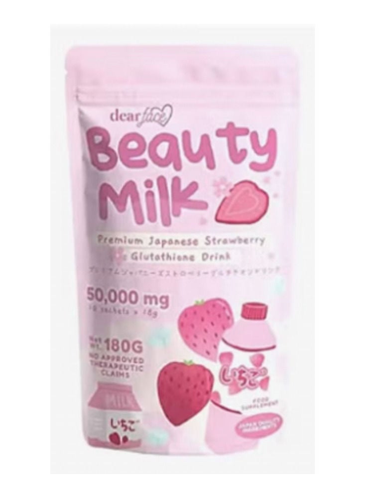 dear face ‏‏Beauty Milk Premium Japanese Strawberry Glutathione drink 180g - Image 1