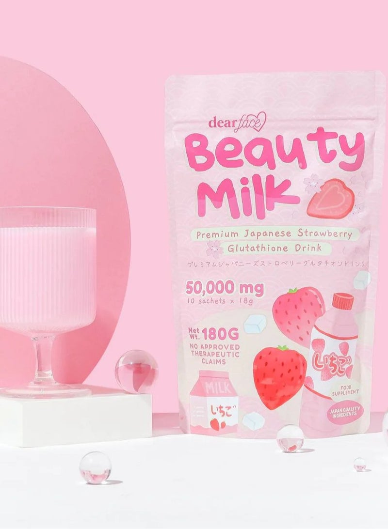 dear face ‏‏Beauty Milk Premium Japanese Strawberry Glutathione drink 180g - Image 2