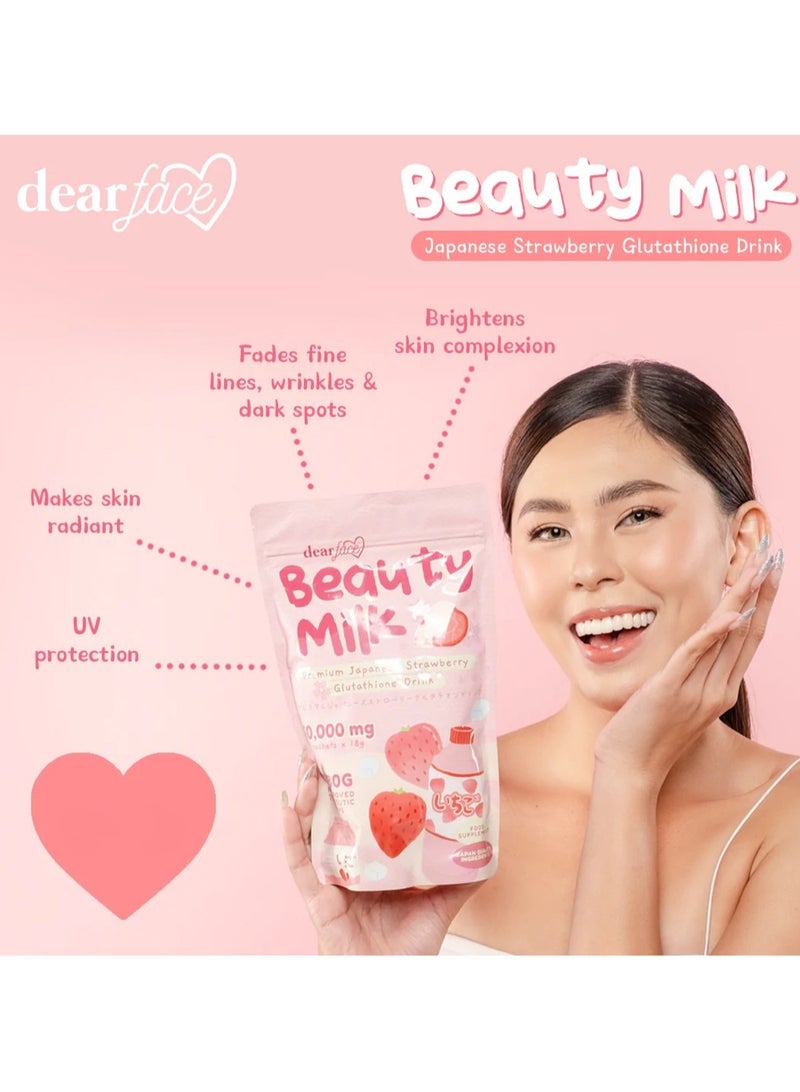 dear face ‏‏Beauty Milk Premium Japanese Strawberry Glutathione drink 180g - Image 3
