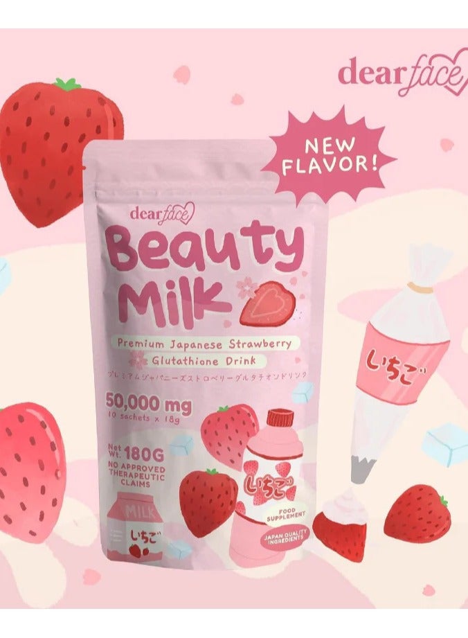 dear face ‏‏Beauty Milk Premium Japanese Strawberry Glutathione drink 180g - Image 4