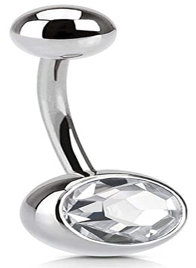 ITT Belly Stud Stainless Steel White Stone 316 Grade Surgical Steel Ring For Women And Girls - Image 1