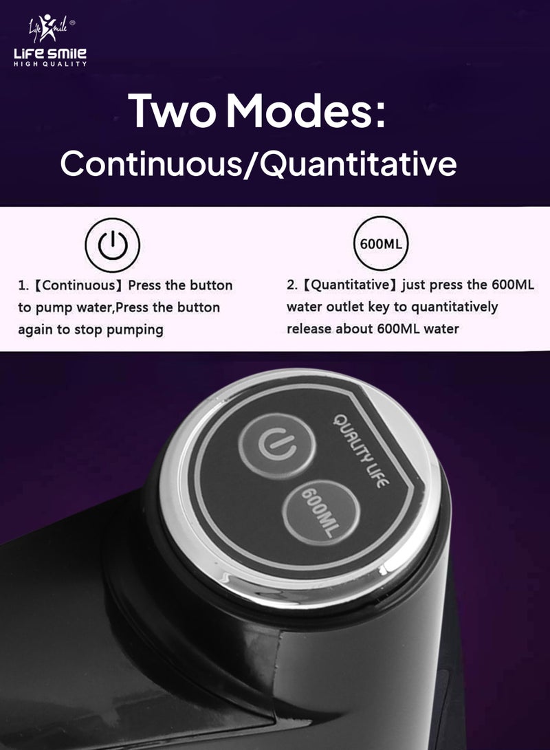 Life Smile Rechargeable Water Bottle Pump USB Charging Automatic Universal Wireless Smart Portable Drinking Water Dispenser Pump for 2 to 5 Gallon Bottle for Kitchen Home Office Outdoor Camping - Image 5