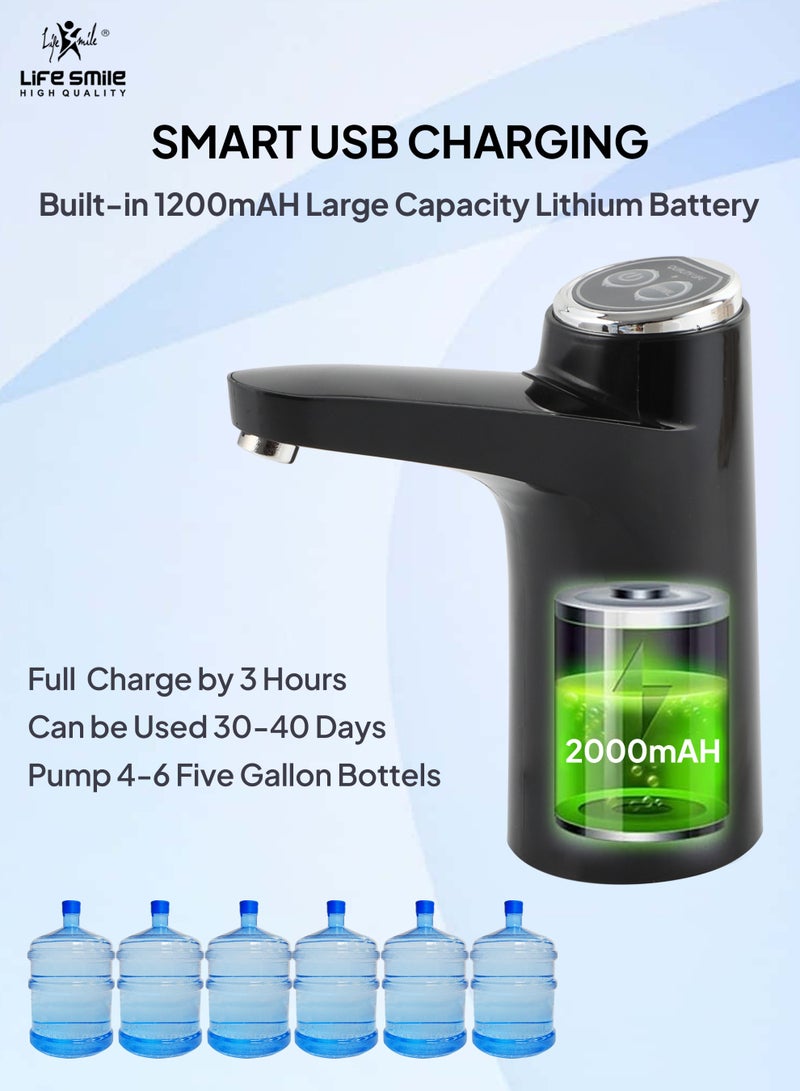 Life Smile Rechargeable Water Bottle Pump USB Charging Automatic Universal Wireless Smart Portable Drinking Water Dispenser Pump for 2 to 5 Gallon Bottle for Kitchen Home Office Outdoor Camping - Image 2