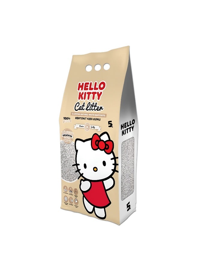 هالو كيتي بت فان هالو كيتي رمل قطط  طبيعي 5 لتر - Image 1