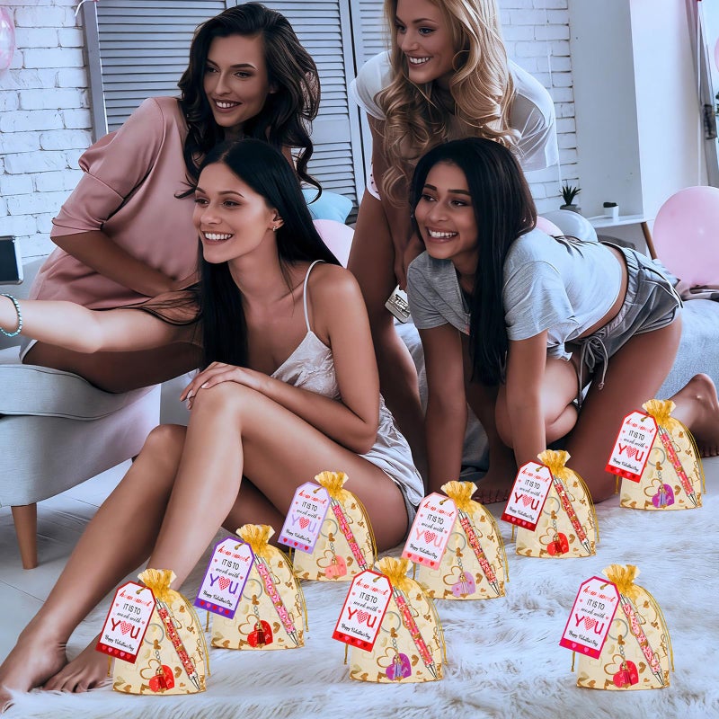 Kenning 192 Pcs Valentine's Day Gifts Bulk Ballpoint Pens Heart Shaped Keychains Motivational Greeting Cards with Bags Inspirational Employee Appreciation Gifts Set for Exchange Office Supplies - Image 5