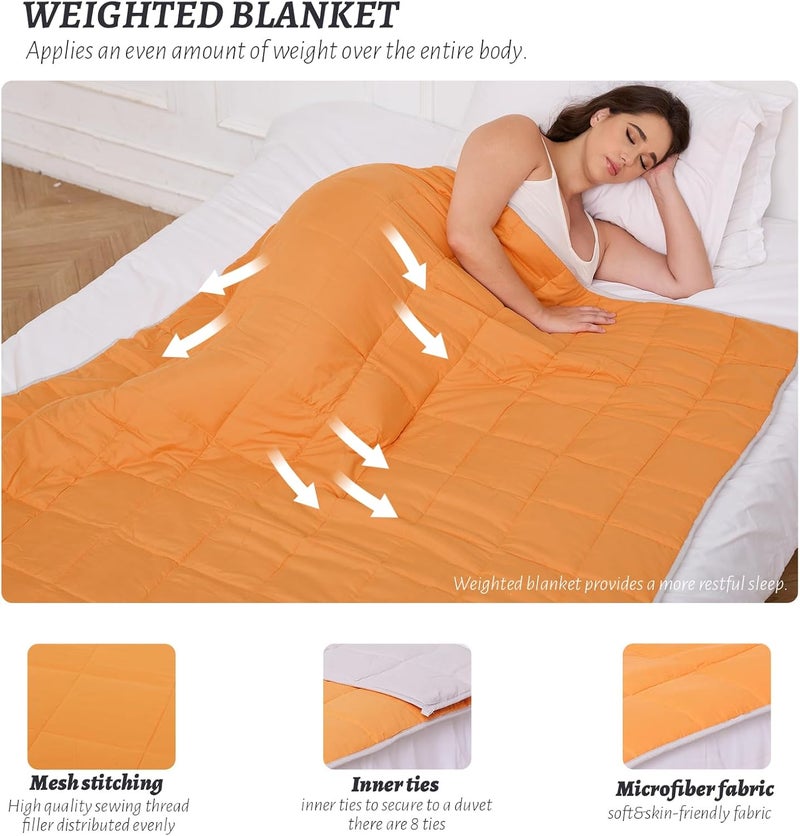 PRETTY NIGHT Labor saving optimized design Weighted Blanket Twin Full Queen and King Size Weighted Blankets for Adults Heavy Blanket are Comfortable and Cozy, Orange Grey, 48 * 72&15lbs Global assorted color picks - Image 3