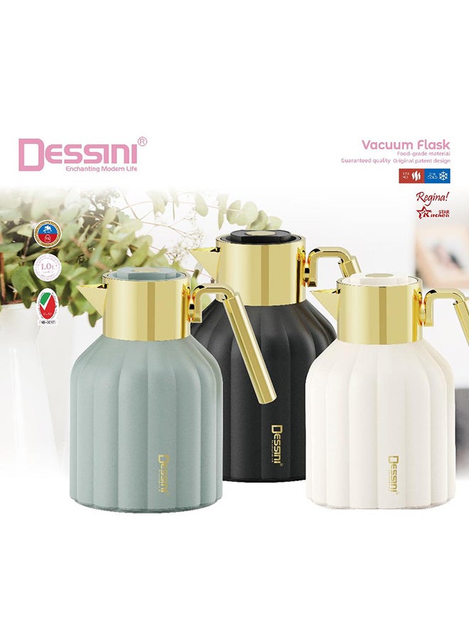 DESSINI Dessini Tea & Coffee Vacuum Flask 1L Dk101 Beige/Gold  - Image 2
