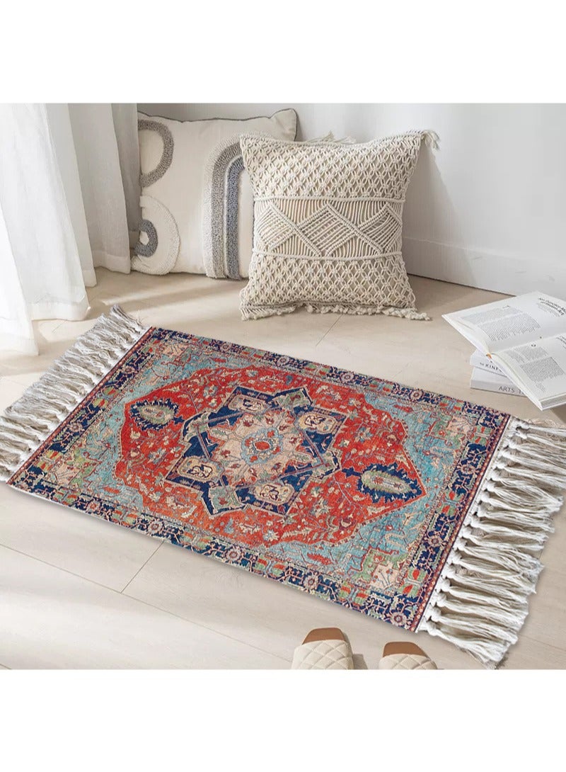 Nordic Cotton Door Mat Multicolour Anti Slip Cotton Rectangular Floor Mats 50 x 80cm  - Image 1