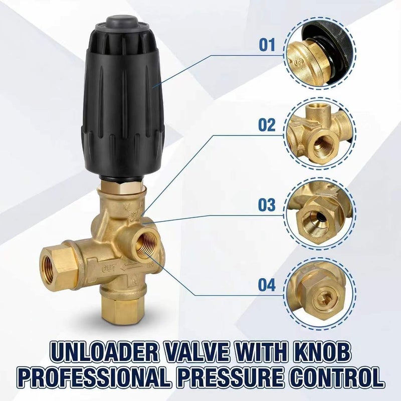 Mingou VRT3-250 Pressure Washer Unloader Valve, 4500 max PSI, 10.5 Max GPM, 3/8"F Outlet, Adjustable Knob, AR ANNOVI REVERBERI - Image 2