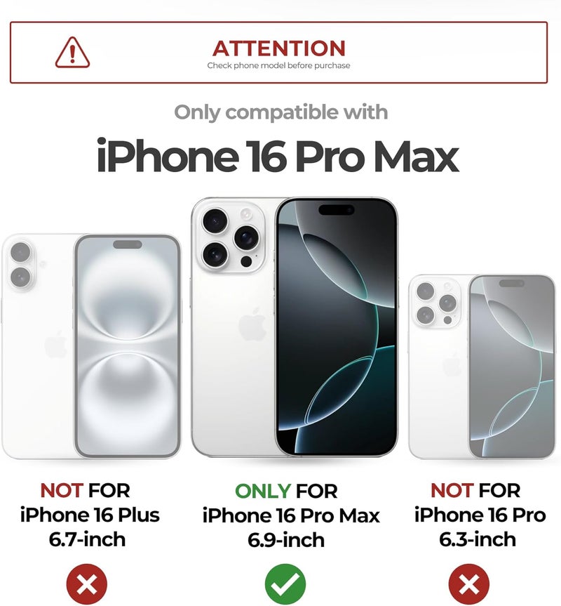 ديكسنور حافظة Dexnor لـ iPhone 16 Pro Max مع غطاء كاميرا منزلق وحامل قابل للتعديل وواقي شاشة مدمج، متوافقة مع MagSafe، حواف مقاومة للصدمات، غطاء حماية مغناطيسي ثقيل، وردي الفاوانيا تركيب عالمي مرن - Image 2