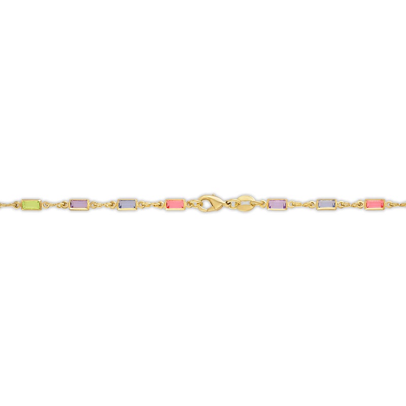 Barzel 18K Gold Plated Baguette Multi Color Crystal Anklet For Women (BR199-10) - Image 4