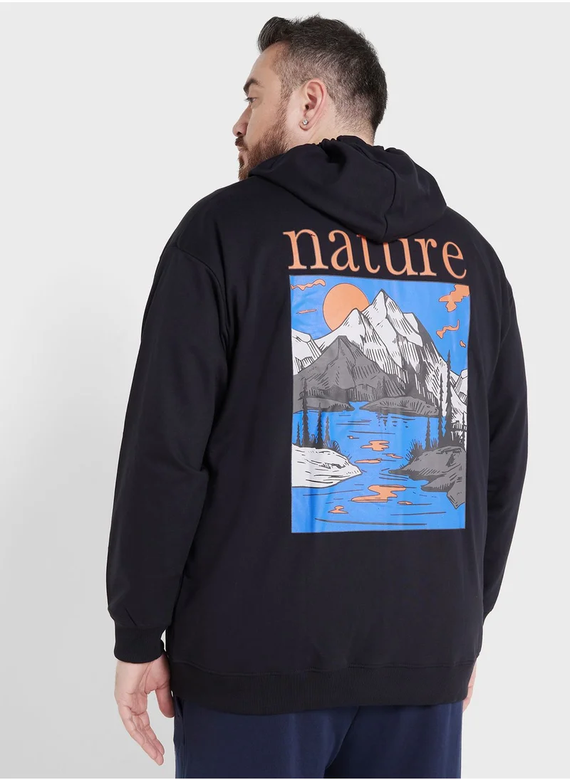 سفنتي فايف Plus Size Graphic Hoodie