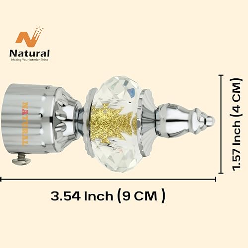 NATURAL Heavy Duty Aluminum Royal Luxury Design Curtain Bracket/Finial and Curtain Support with Screw/Wallplug for Window & Door Curtain Fittings Suitable Upto 1 Inch Pipe. (4 Set, Chrome) - Image 5