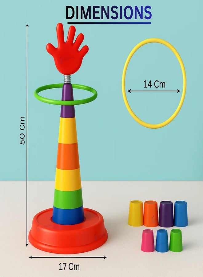 GRAPHENE 2 in 1 Stacking Ring Toss Game Toy for Kids Indoor Outdoor Target Throw Colour Recognition Brain Development Educational Toys For 1-5 Years Girls Boy Fun Learning Activity Toy Set Gift for 3+ - Image 2