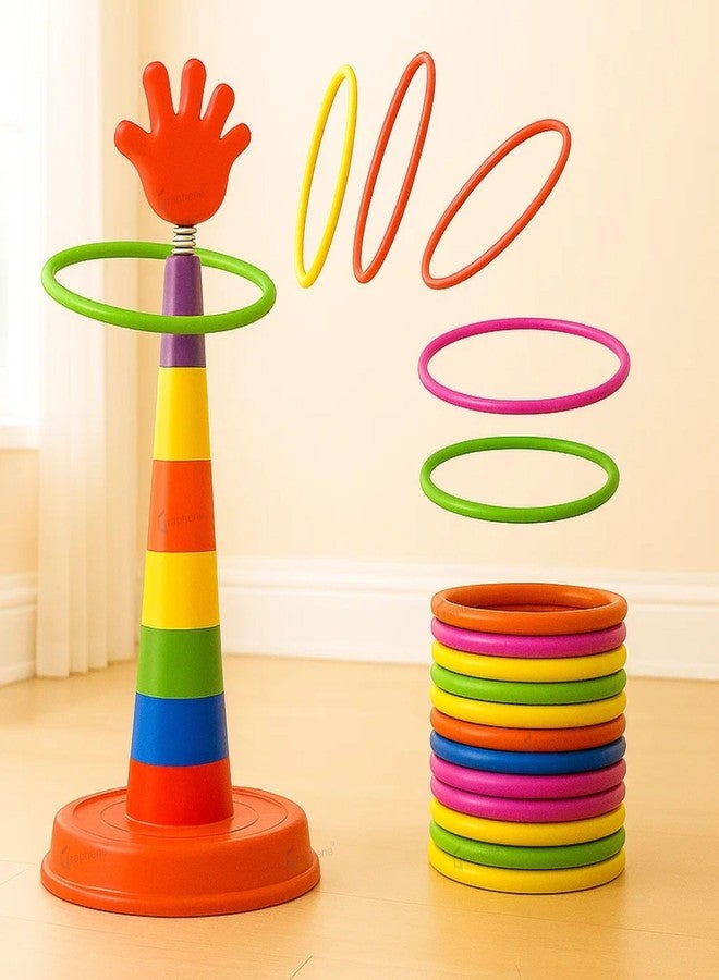 GRAPHENE 2 in 1 Stacking Ring Toss Game Toy for Kids Indoor Outdoor Target Throw Colour Recognition Brain Development Educational Toys For 1-5 Years Girls Boy Fun Learning Activity Toy Set Gift for 3+ - Image 1