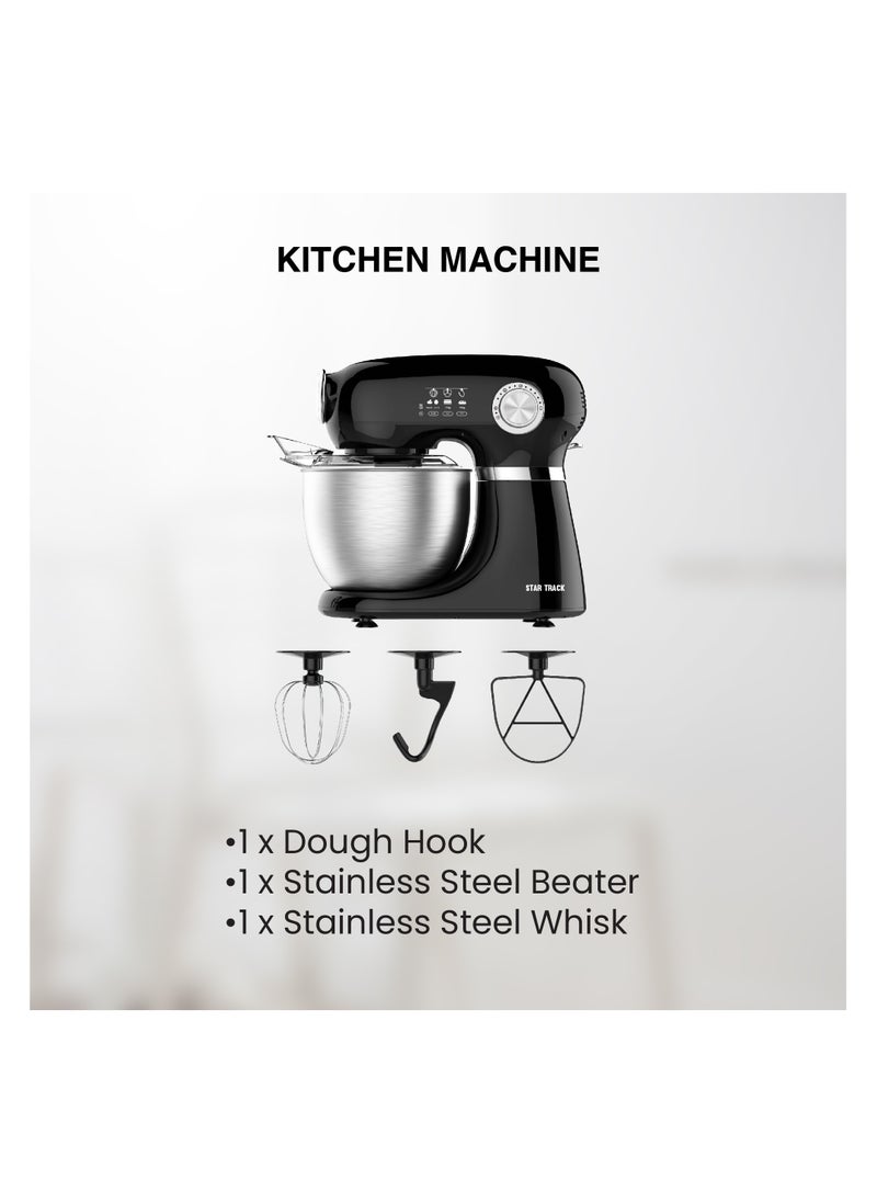 STAR TRACK STAR TRACK Kitchen Machine ST-BID-KM1000, 1000W, 5.0L Stainless Steel Bowl, Dough Hook, Beater & Whisk, Premium Quality  - Image 2