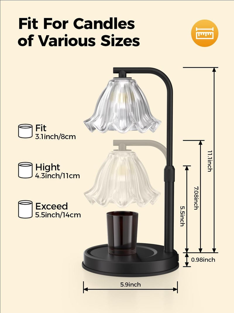 Comiling Flower Candle Warmer Lamp with Timer - Electric Modern Wax Melt Warmer Black Scented Jar Candles Light Room Decor for House Warming New Home Birthday Women Mom Gifts - Image 2