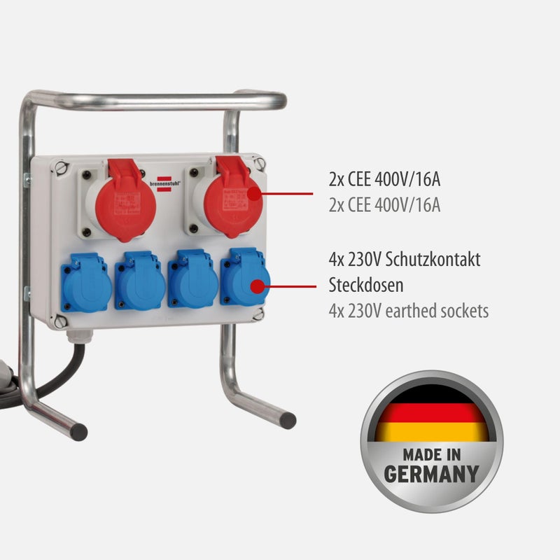 Brennenstuhl Brennenstuhl Compact small power distributor BKV 2/4 G IP44 / construction power distributor with steel tube frame (2 m cable, for constant outdoor use, IP44, made in Germany)  - Image 2