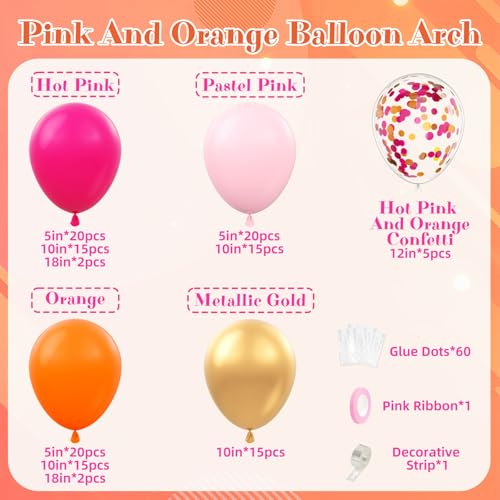 Leraqertra Pink and Orange Balloon Arch Kit with Hot Pastel Pink Orange Metallic Gold Confetti Balloons for Wedding Baby Shower Birthday Party Decorations - Image 5