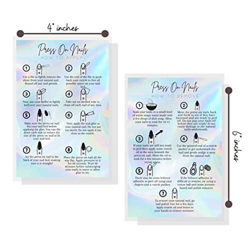 Lashicorn How to Apply Press On Nails Postcard | 30 Pack | 4x6" inch Postcard | Press On Nail Kit Supplies | Press On Nail Instruction Cards | Rainbow Background - Image 2