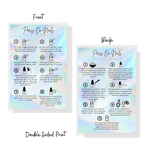 Lashicorn How to Apply Press On Nails Postcard | 30 Pack | 4x6" inch Postcard | Press On Nail Kit Supplies | Press On Nail Instruction Cards | Rainbow Background - Image 3