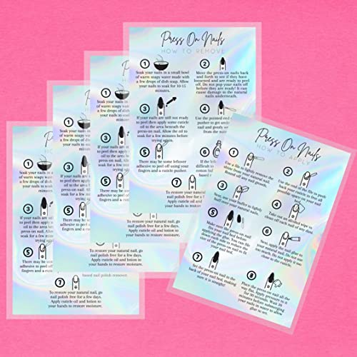 Lashicorn How to Apply Press On Nails Postcard | 30 Pack | 4x6" inch Postcard | Press On Nail Kit Supplies | Press On Nail Instruction Cards | Rainbow Background - Image 4