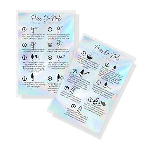 Lashicorn How to Apply Press On Nails Postcard | 30 Pack | 4x6" inch Postcard | Press On Nail Kit Supplies | Press On Nail Instruction Cards | Rainbow Background - Image 1