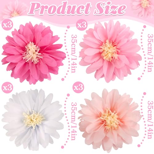 Easy Joy Daisy Tissue Paper Pom Poms Wildflower Party Decorations White and Pink Daisy Decor Premium Paper Flowers Decorations for wall 1st Birthday Baby Shower Wedding Wall Classroom Nursery Decor - Image 3