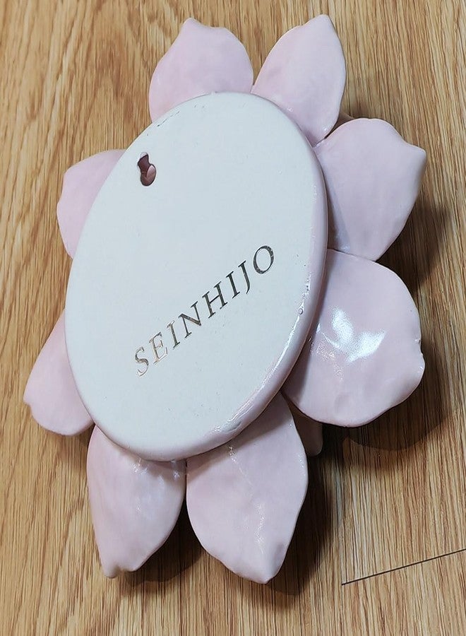 SEINHIJO Ceramic Flower Wall Decor 3D Wall Art Sculpture Modern Art Gift for Bedroom Living Room Home Office Pink 7.1 Inch - Image 2