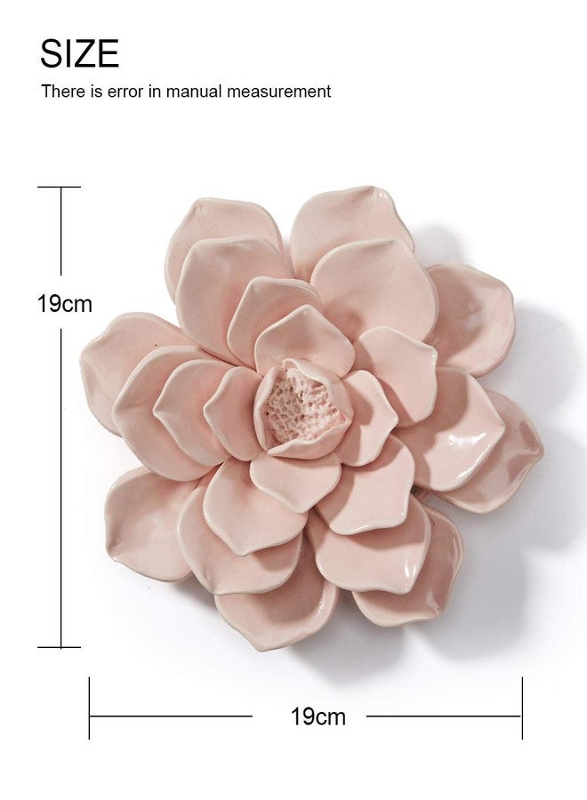 SEINHIJO Ceramic Flower Wall Decor 3D Wall Art Sculpture Modern Art Gift for Bedroom Living Room Home Office Pink 7.1 Inch - Image 4