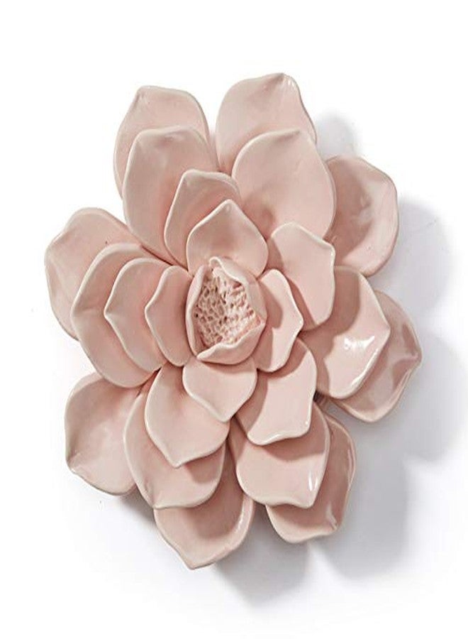 SEINHIJO Ceramic Flower Wall Decor 3D Wall Art Sculpture Modern Art Gift for Bedroom Living Room Home Office Pink 7.1 Inch - Image 1