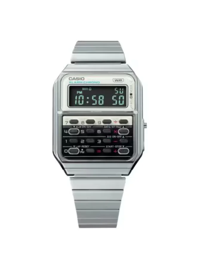 CASIO Men's Digital Display Watch With Silver Stainless Steel Strap - CA-500WE-7BDF