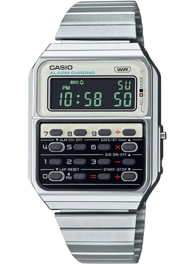 CASIO Unisex Digital Dial Stainless Steel Band Watch