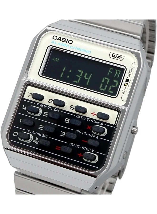 CASIO Unisex Digital Dial Stainless Steel Band Watch