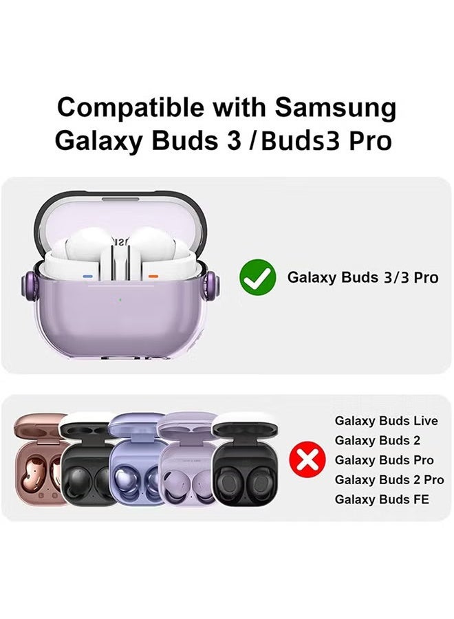 HAVEN Earphone Case Cover for Samsung Galaxy Bud 3 Pro Case / Buds 3, TPU Protective Cover with Bracket and Keychain Hook, Anti-drop Anti-scratch - Purple - Image 2