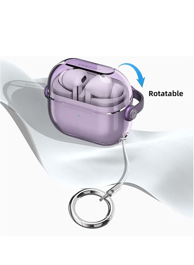 HAVEN Earphone Case Cover for Samsung Galaxy Bud 3 Pro Case / Buds 3, TPU Protective Cover with Bracket and Keychain Hook, Anti-drop Anti-scratch - Purple - Image 5