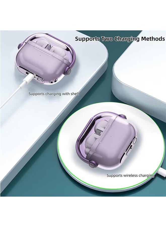 HAVEN Earphone Case Cover for Samsung Galaxy Bud 3 Pro Case / Buds 3, TPU Protective Cover with Bracket and Keychain Hook, Anti-drop Anti-scratch - Purple - Image 4