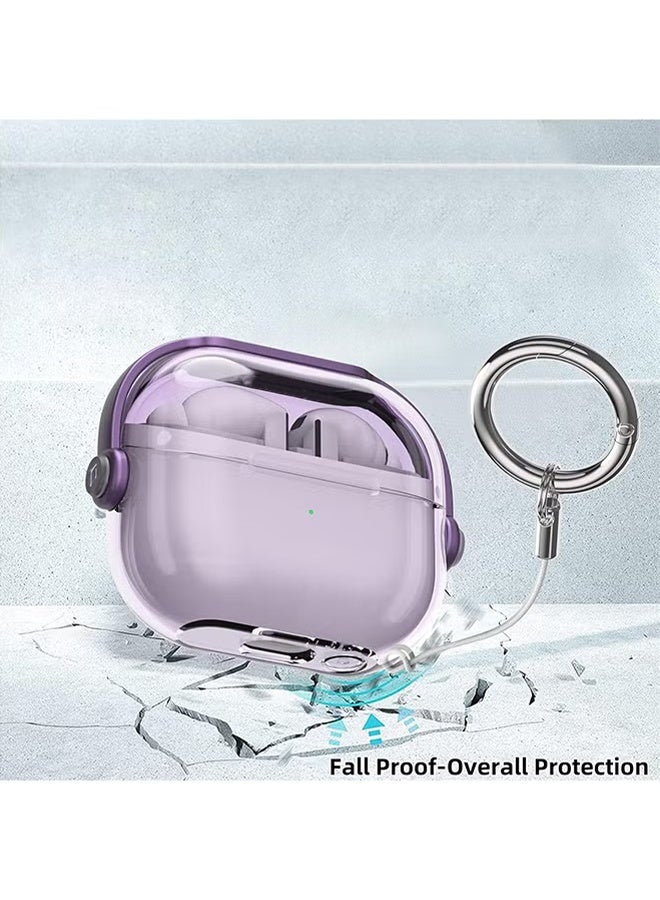 HAVEN Earphone Case Cover for Samsung Galaxy Bud 3 Pro Case / Buds 3, TPU Protective Cover with Bracket and Keychain Hook, Anti-drop Anti-scratch - Purple - Image 3