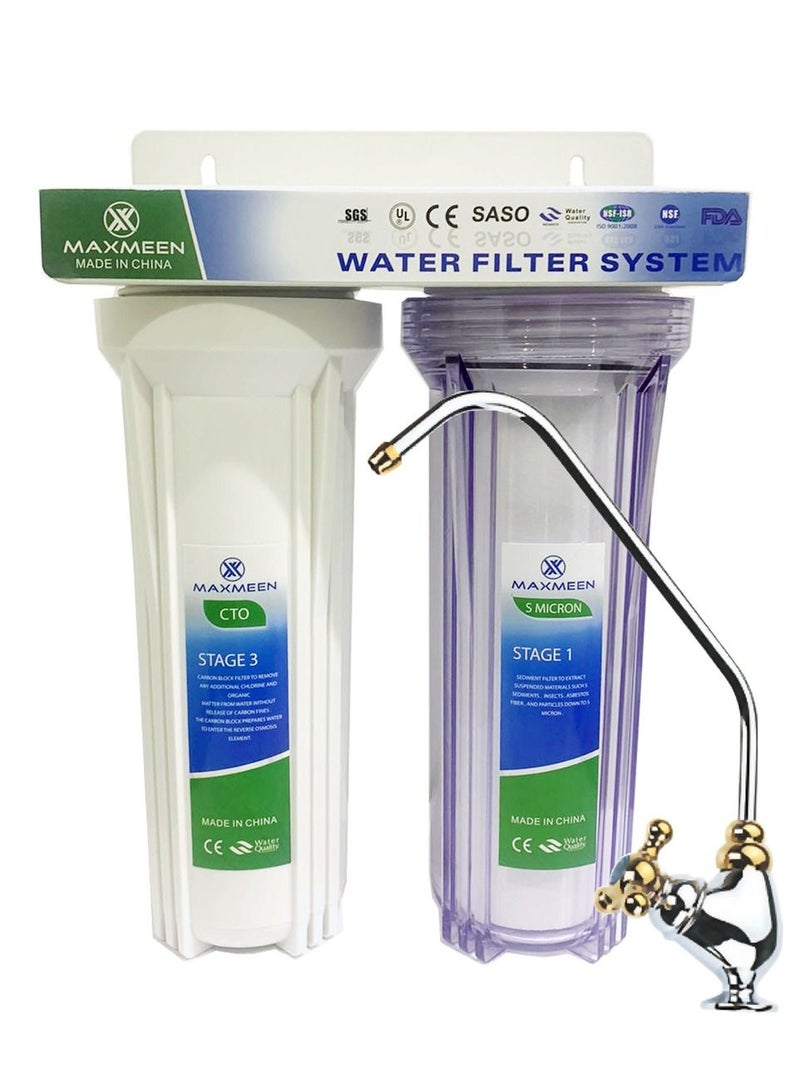 ماكسمين فلتر ماء مزدوج (طقم ) تحت المجلى مع حنفية