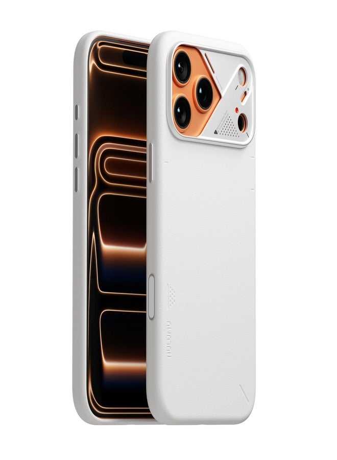 Aulumu A17 Vegan Leather Case for iPhone 17 Pro Max Case | Soft & Lavish Touch | CoolHyper Real Cooling | Compatible with MagSafe (White) - Image 1