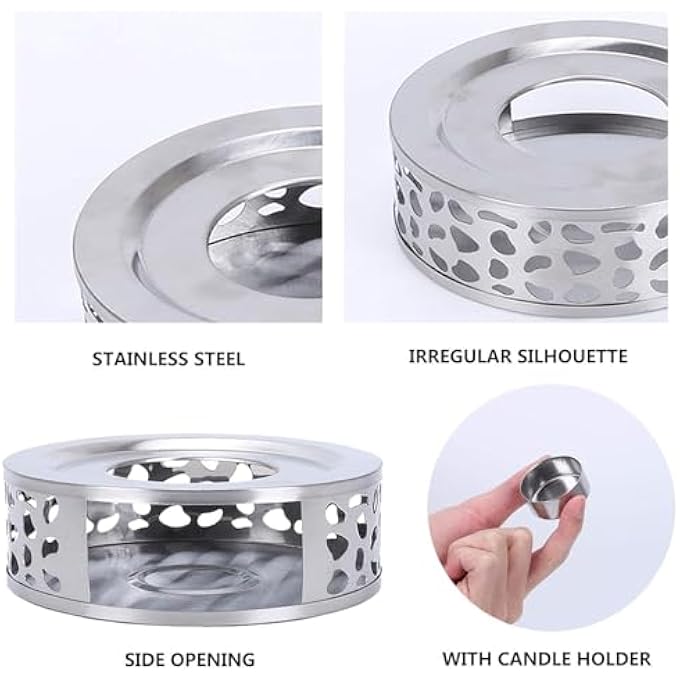 YARDHOBI Teapot Warmer Brushed Stainless Steel Tea Warmer With Tealight Holder Stainless Steel Candle Base Coffee Tea Warmer For Glass Teapot Stainless Steel Teapot Ceramic Teapot And Other Heatproof Dish - Image 5