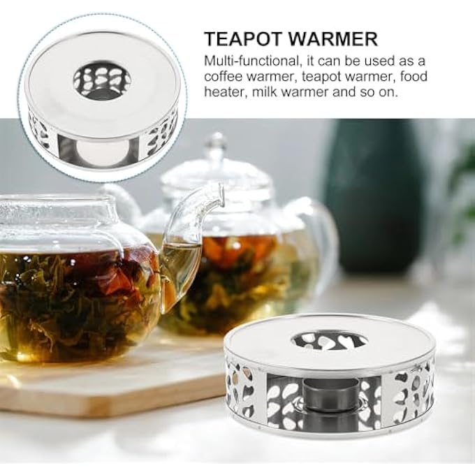 YARDHOBI Teapot Warmer Brushed Stainless Steel Tea Warmer With Tealight Holder Stainless Steel Candle Base Coffee Tea Warmer For Glass Teapot Stainless Steel Teapot Ceramic Teapot And Other Heatproof Dish - Image 4