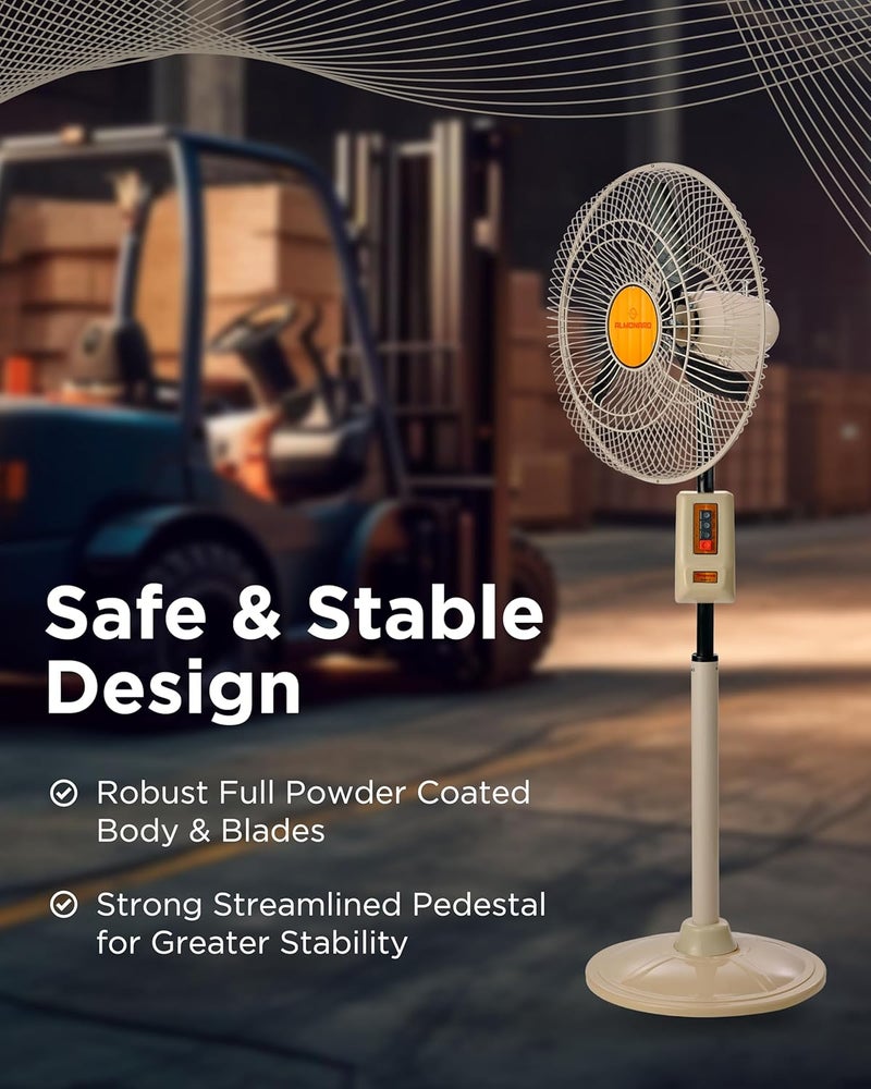 Almonard Almonard 18 450Mm MarkIi Pedestal Fan High Speed Stand Fan With 3 Speed Settings Cast Aluminum Metal Blades 90 Degree Oscillating Pedestal Fan With Adjustable Fan Height Tilt Black  - Image 5