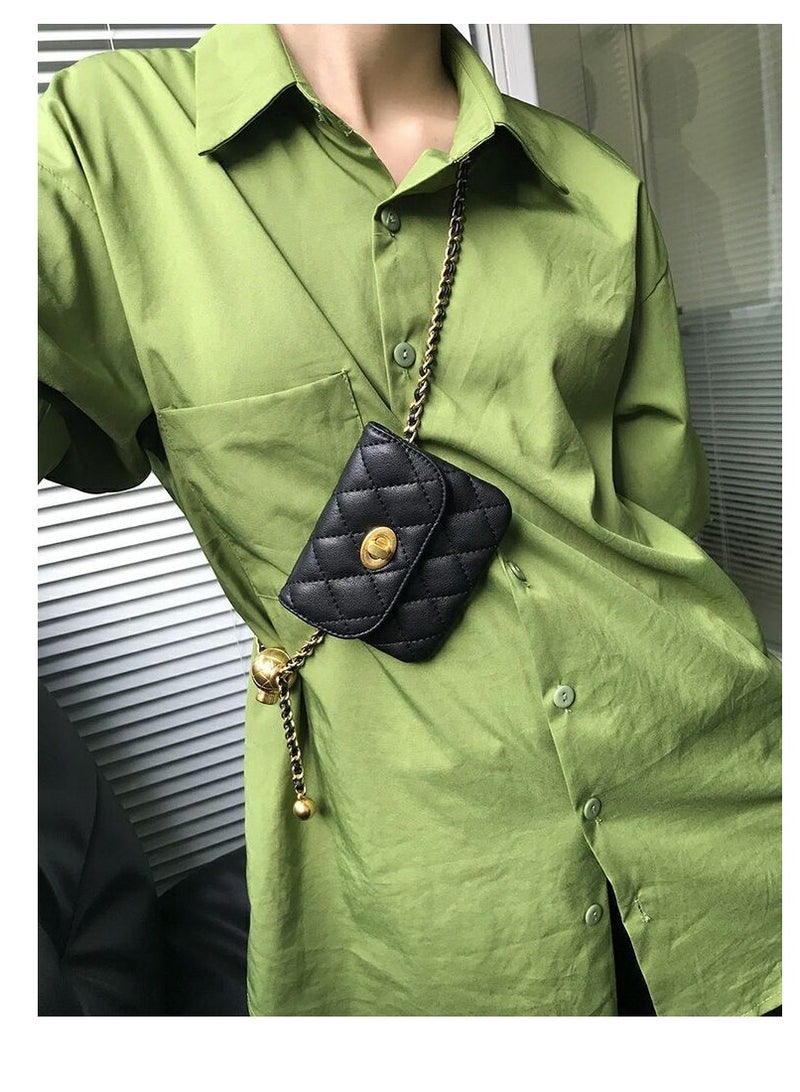 Excefore Leather Chain Belt Bag for Women, Women's Belt Bag, Crossbody Waist Purse, Travel Leather Belt Pouch,  Fanny Pack Detachable Belt Chain Women Mini Handbag - Image 3