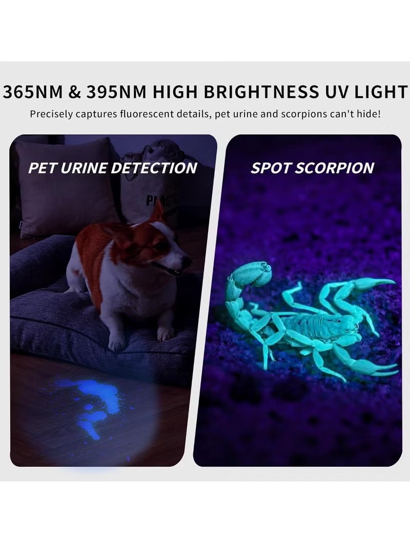 Gecomo UV Torches Rechargeable, USB Strong Ultraviolet LED Flashlights, Flashlight Fluorescent Detection Lamp Ringworm Light, Detector for Pet Urine/Stains, Flurescent, Uranium Glass, Curing Resin - Image 2