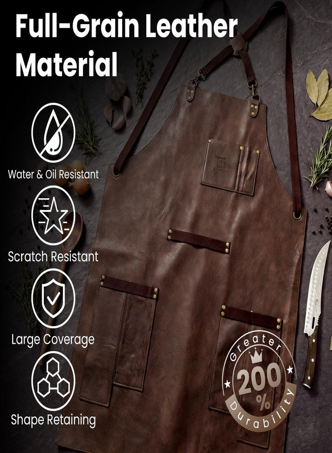 SYOKAMI Synthetic Leather Chef Cooking Apron for Men, Cross Back Apron for All-Day Comfort, Waterproof Apron with Multiple Pockets, Great for Kitchen, Garden, BBQ, Butcher Work or Crafts, Ideal Gift - Image 3
