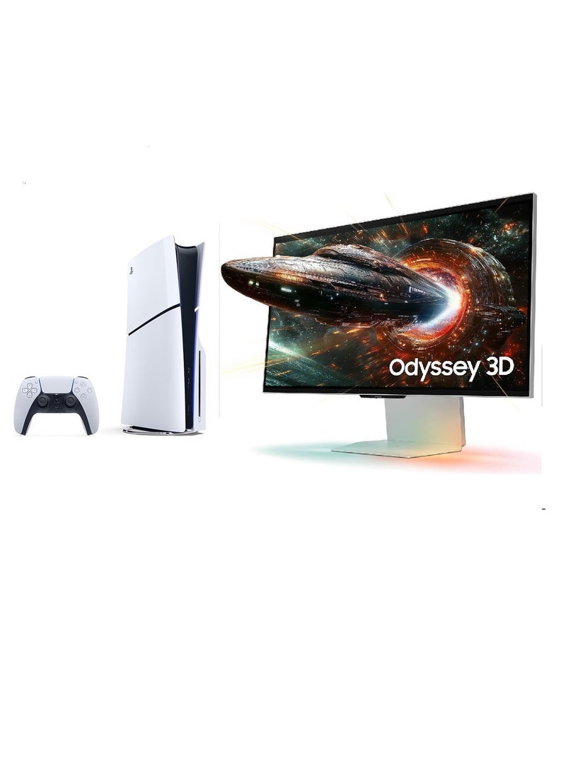 Sony PS5 x Odyssey 3D Vision Set - PlayStation 5 Digital Console + Odyssey G9 27” 4K Glass-Free 3D 165Hz Gaming Display - Image 1